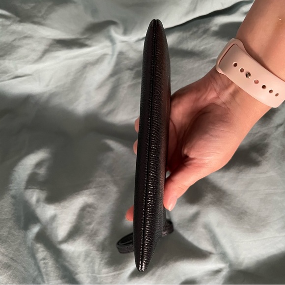 Coach wristlet with strap black/gold leather wallet card holder - Picture 7 of 10